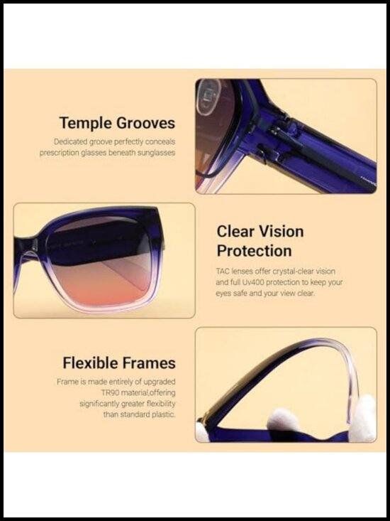 Polarized Fit Over Glasses Sunglasses UV Protection Square Wrap Shades